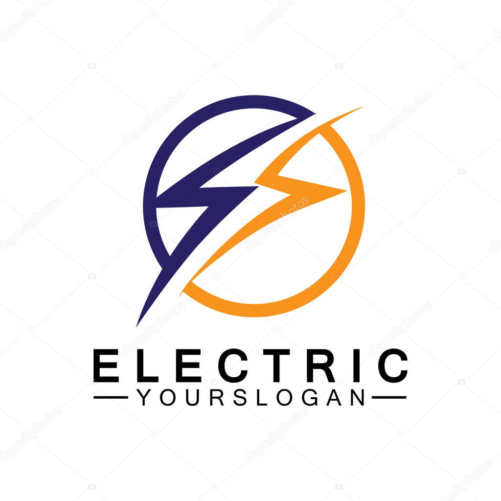 Lightning thunder bolt electricity logo design template