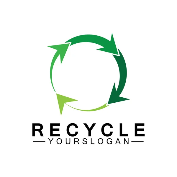 Verde Flecha Reciclar Logo Vector Icono Plantilla — Archivo Imágenes Vectoriales
