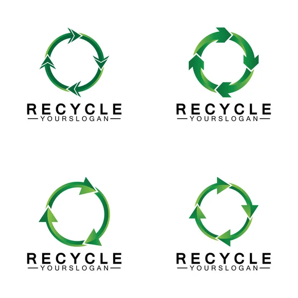 Grüner Pfeil Recycelt Logo Vektor Icon Vorlage — Stockvektor