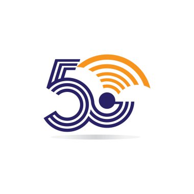 5G ağ logosu. Logo ağı 5G bağlantısı. 5 numara ve G harfi.