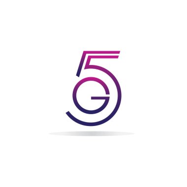 5G ağ logosu. Logo ağı 5G bağlantısı. 5 numara ve G harfi.