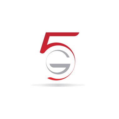 5G ağ logosu. Logo ağı 5G bağlantısı. 5 numara ve G harfi.