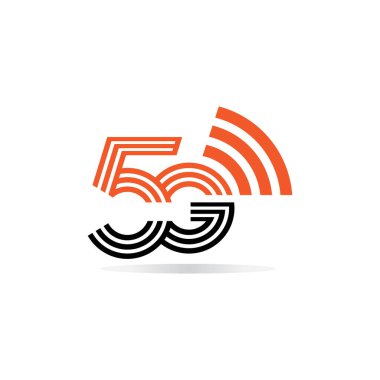 5G ağ logosu. Logo ağı 5G bağlantısı. 5 numara ve G harfi.