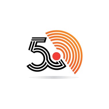 5G ağ logosu. Logo ağı 5G bağlantısı. 5 numara ve G harfi.