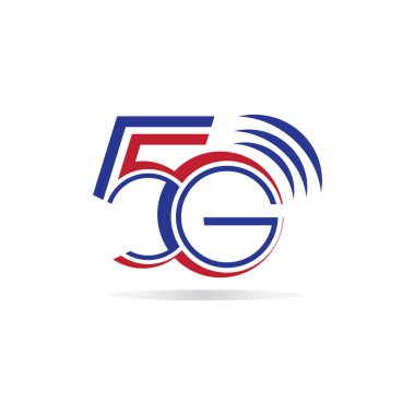 5G ağ logosu. Logo ağı 5G bağlantısı. 5 numara ve G harfi.