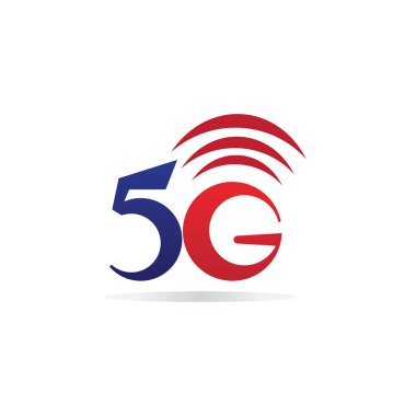 5G ağ logosu. Logo ağı 5G bağlantısı. 5 numara ve G harfi.