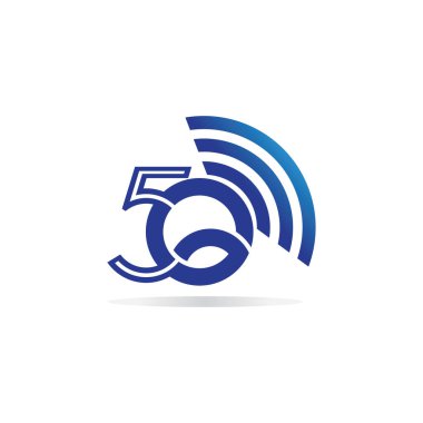5G ağ logosu. Logo ağı 5G bağlantısı. 5 numara ve G harfi.