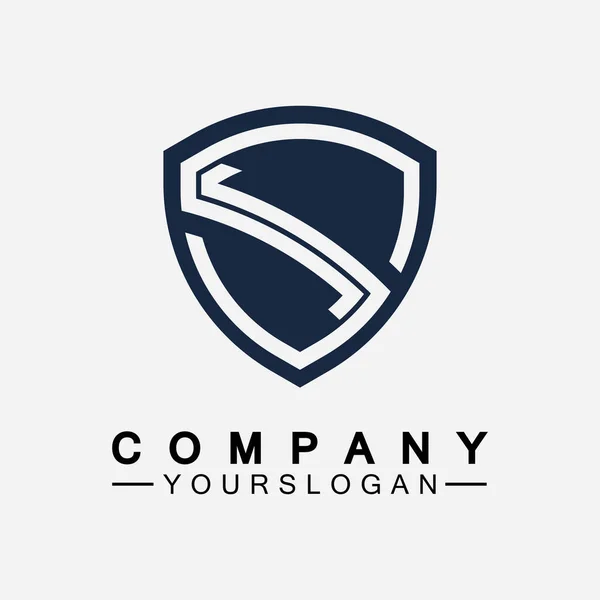 Letter Monogram Shield Sign Combination Line Art Logo Design Concept — Stock Vector