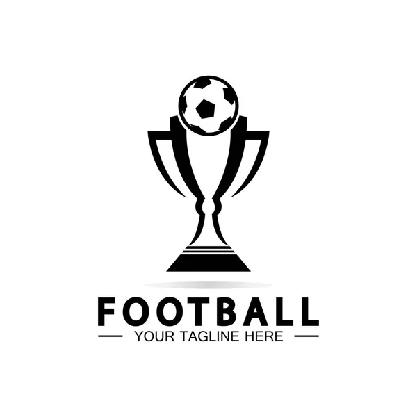 Trofeo Campionato Calcio Calcio Logo Design Icona Vettoriale Template Champions — Vettoriale Stock