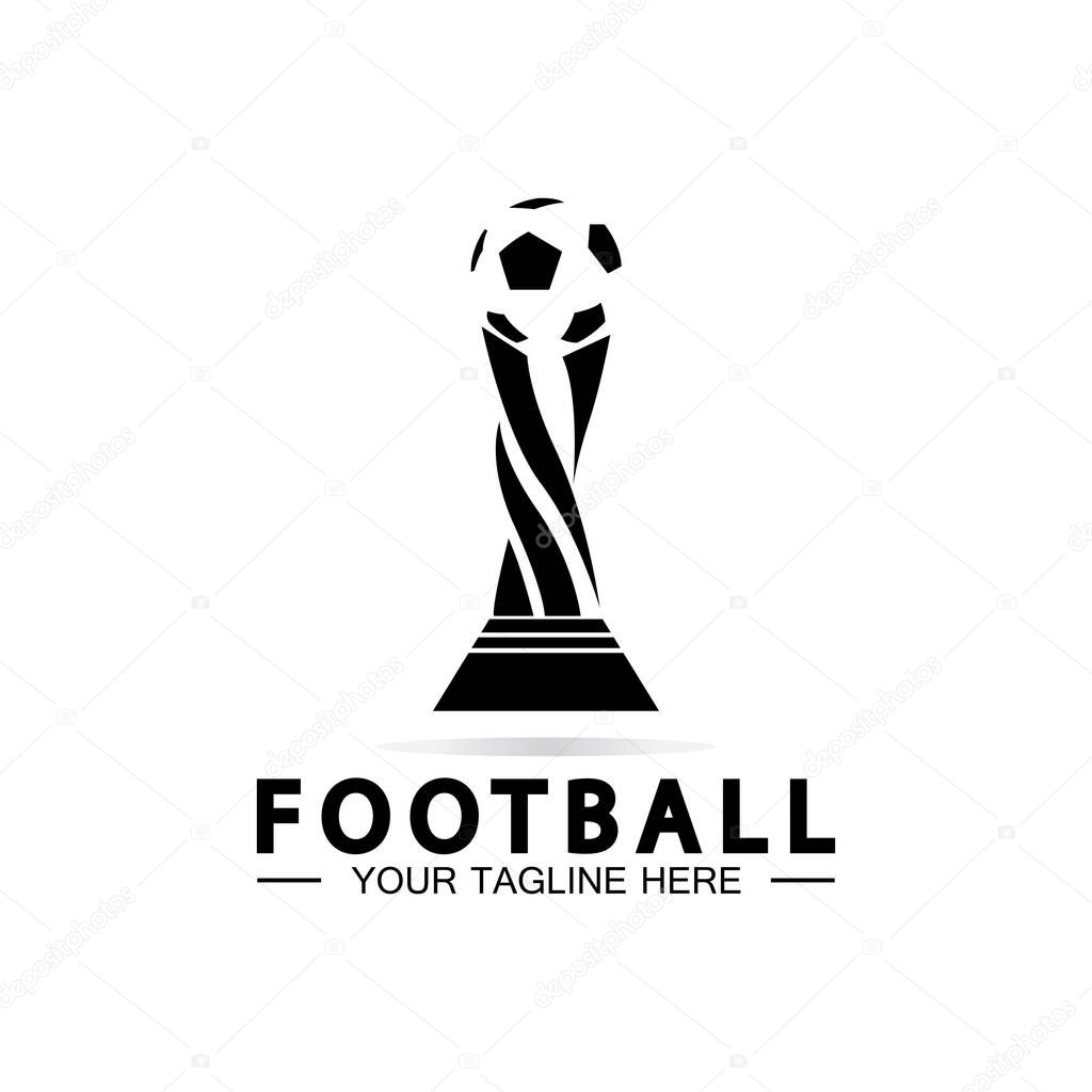 Football or Soccer Championship Trophy Logo Design vector  icon template.champions football trophy for winner award