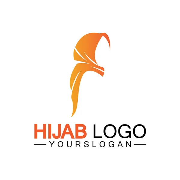Hijab Logo Design Vector Template — Stok Vektör