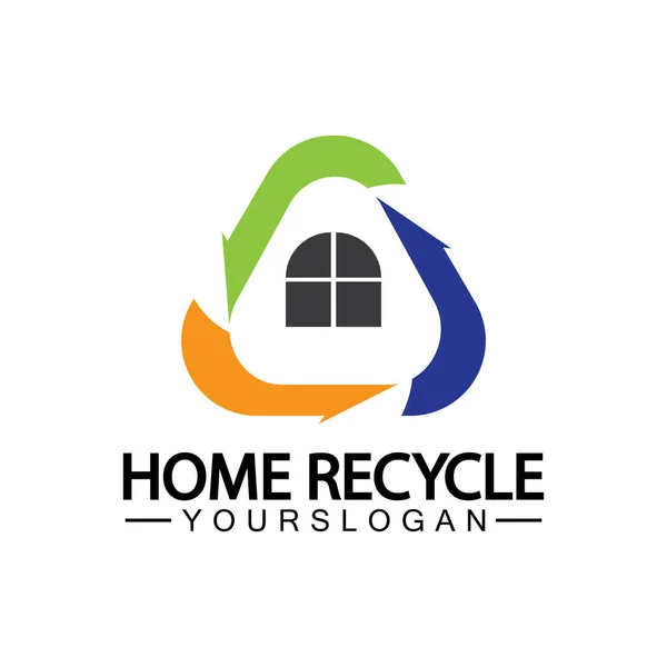House Home Recycle Logo Icon Vector Illustration Design — Image vectorielle
