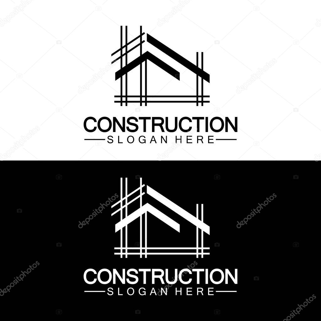 Construction, home repair, and Building Concept Logo Design, Home building Construction vector logo template