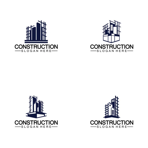 Construction Home Repair Building Concept Logo Design Home Building Construction — 스톡 벡터
