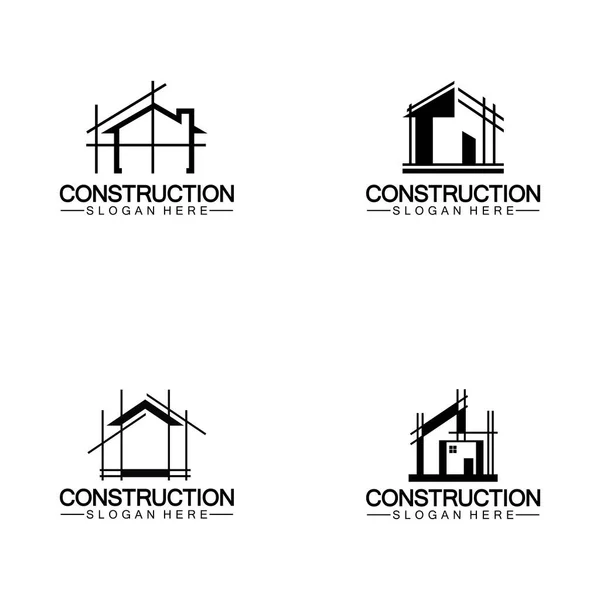 Construction Home Repair Building Concept Logo Design Home Building Construction — Stock Vector