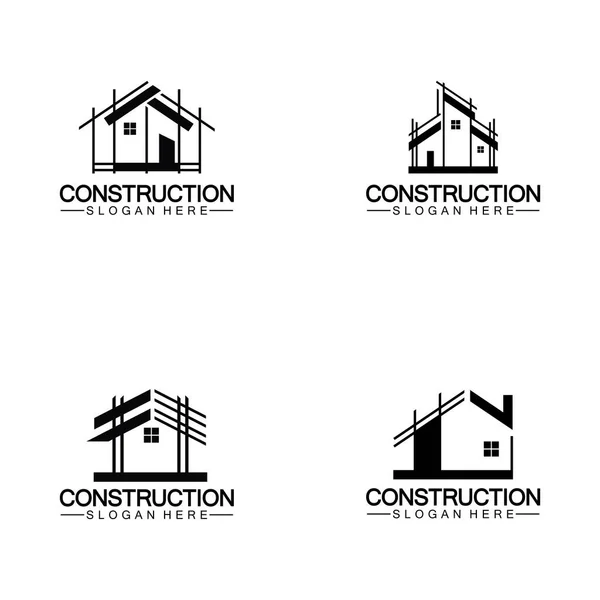 Construction Home Repair Building Concept Logo Design Home Building Construction — Vettoriale Stock