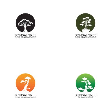 Bonsai logo design silhouette icon vector