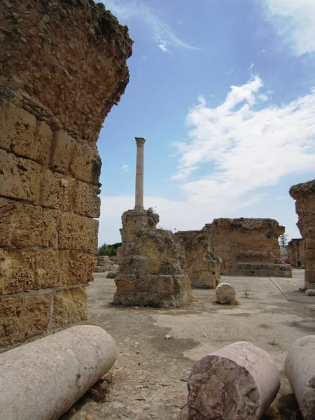 Tunus Kartaca Temmuz 2013 Gökyüzü Bulutlu Müze Şehri Kartaca Harabeleri — Stok fotoğraf