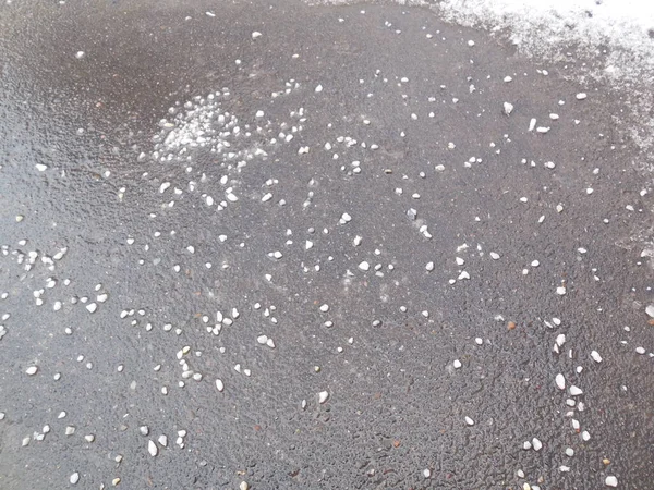 Crumbs Pieces White Marble Deicing Reagent Asphalt Photo Defining Focal — стоковое фото