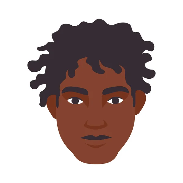 Homme Cheveux Sombres Courbes Tête Mâle Visage Avatar Icône Simple — Image vectorielle