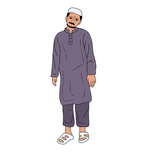 Young Pakistani Man Wearing Shalwar Kameez Kurta Standing South Asia — Stock Vector