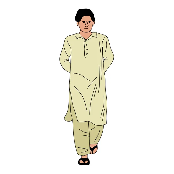 Joven Paquistaní Vestido Con Shalwar Kameez Kurta Vestido Tradicional Del — Vector de stock