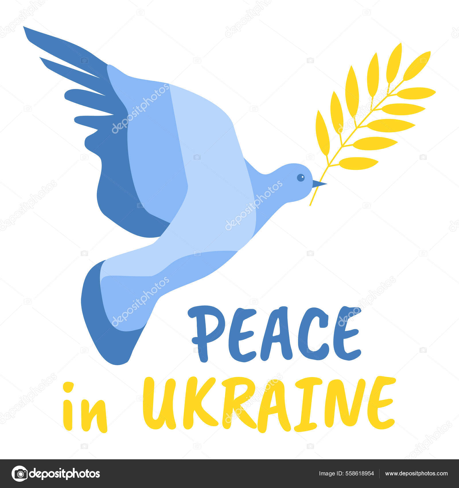 Peace Ukraine Konzept Friedenstaube Mit Olivenzweig Den Federfarben Der  Ukrainischen Stock-Vektorgrafik von ©lopolitt 558618954