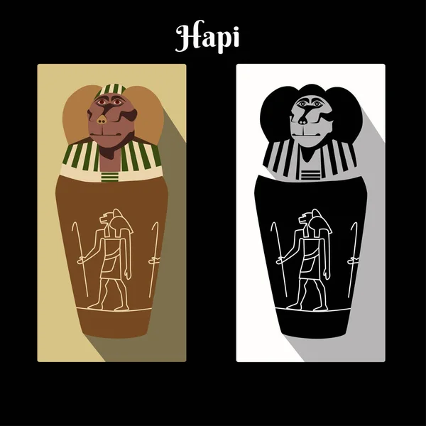 Pot Canope Egypte Antique Avec Tête Dieu Horus Fils Hapi — Image vectorielle