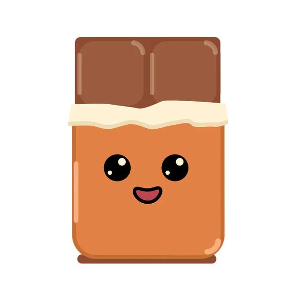 Kawaii Chocolate Bar Lindo Divertido Feliz Sonriente Personaje Cómico Caricatura — Vector de stock