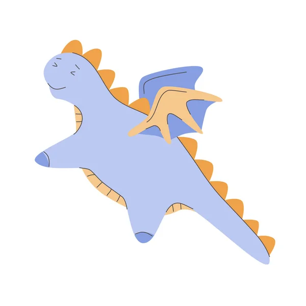 Cute Cartoon Dragon Kawaii Flying Little Dino Mascote Funny Fairytale — Vector de stock