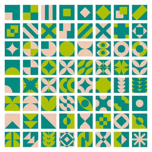 Bauhaus Style Blocks Set Abstract Geometric Patterns Circles Triangles Squares — Stock Vector