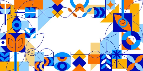 Abstract Bauhaus Frame Geometric Background Simple Colorful Minimalistic Web Design — 图库矢量图片