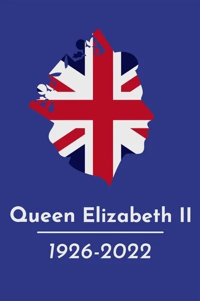 Portrait Queen Date Birth Date Death Script Queen Elizabeth 1926 — Vector de stock