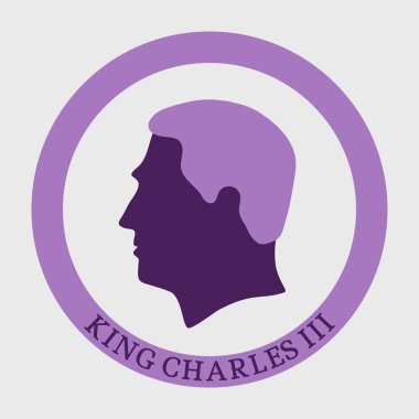 Kral III. Charles 'ın basit bir portresi. Çember oluşturun. Vektör illüstrasyonu.