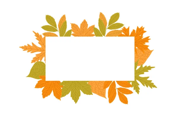 Cadre Rectangulaire Feuillage Vierge Automne Avec Espace Pour Texte Modèle — Image vectorielle