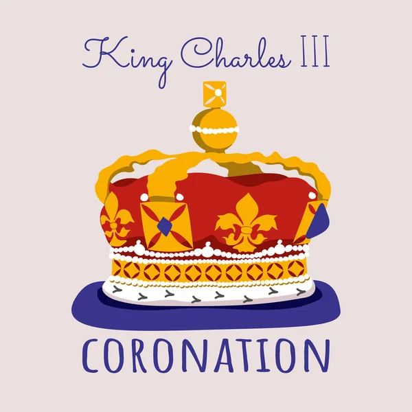 Texto Coroação Rei Carlos Iii Coroa Edwards Príncipe Charles Gales — Vetor de Stock