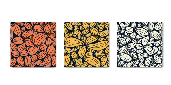 Flores Onduladas Patrón Pétalos Curvas Conjunto Dibujado Mano Abstracto Doodle — Archivo Imágenes Vectoriales