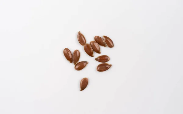 Flax Seeds Isolated White Background Top View Macro Shoot Dry — Stock Photo, Image