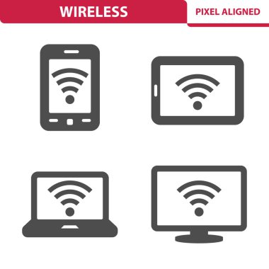 Kablosuz Simgeler beyaz üzerine izole edilmiş, vektör çizimi
