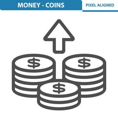 Paralar Simgesi beyaz, vektör illüstrasyonunda izole  