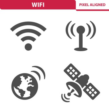 Beyaz, vektör illüstrasyonunda izole edilmiş Wi-Fi simgeleri