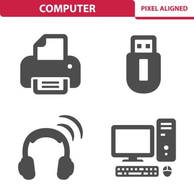 Bilgisayar Simgeleri beyaz, vektör illüstrasyonunda izole