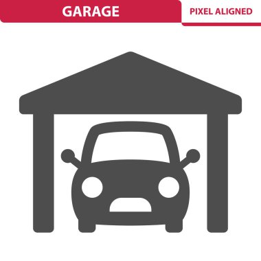 Garaj Simgesi beyaz vektör illüstrasyonunda izole edildi 