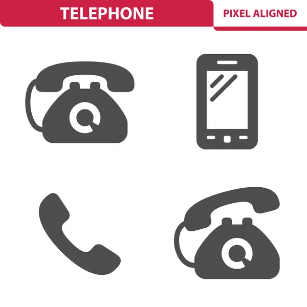 Telefoon Pictogrammen Geïsoleerd Wit Vector Illustratie — Stockvector