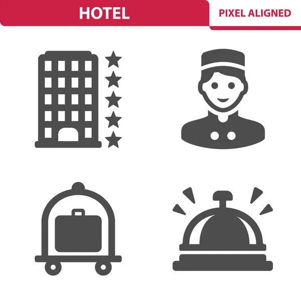 Hotel Icons Isolated White Vector Illustration — Stock Vector