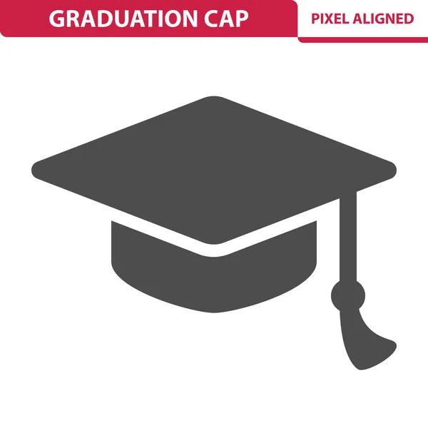 Graduation Cap Icon Isolated White Vector Illustration — Stock Vector