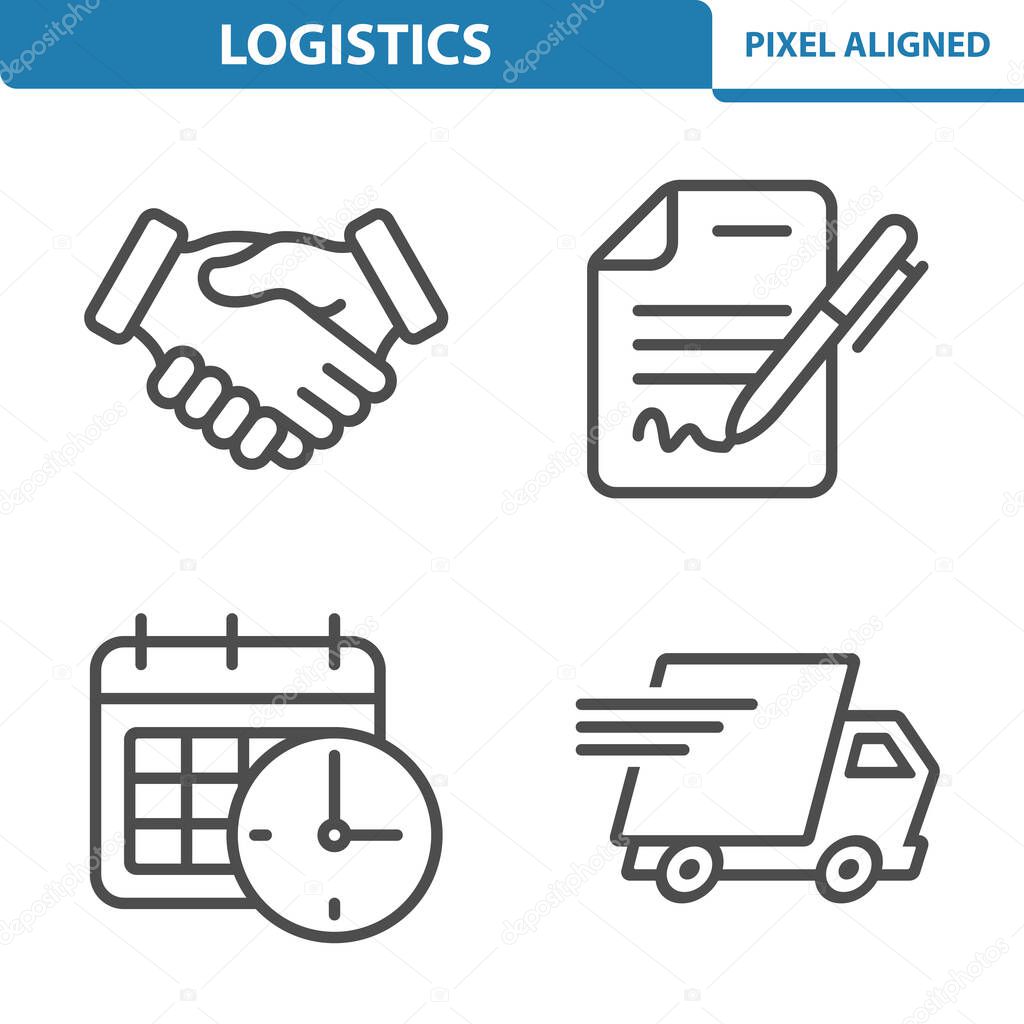 Logistics & Delivery Icons isolated on white, vector illustration