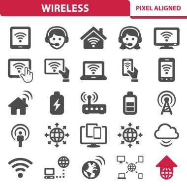 Kablosuz Simgeler, vektör illüstrasyonu