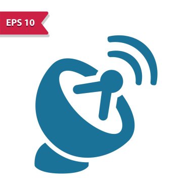 Beyaz arkaplanda mavi kablosuz anten simgesi izole edildi. vektör illüstrasyonu