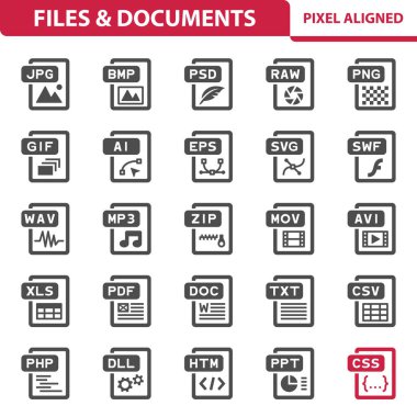 Dosyalar ve Belgeler Simgeler, vektör illüstrasyonu